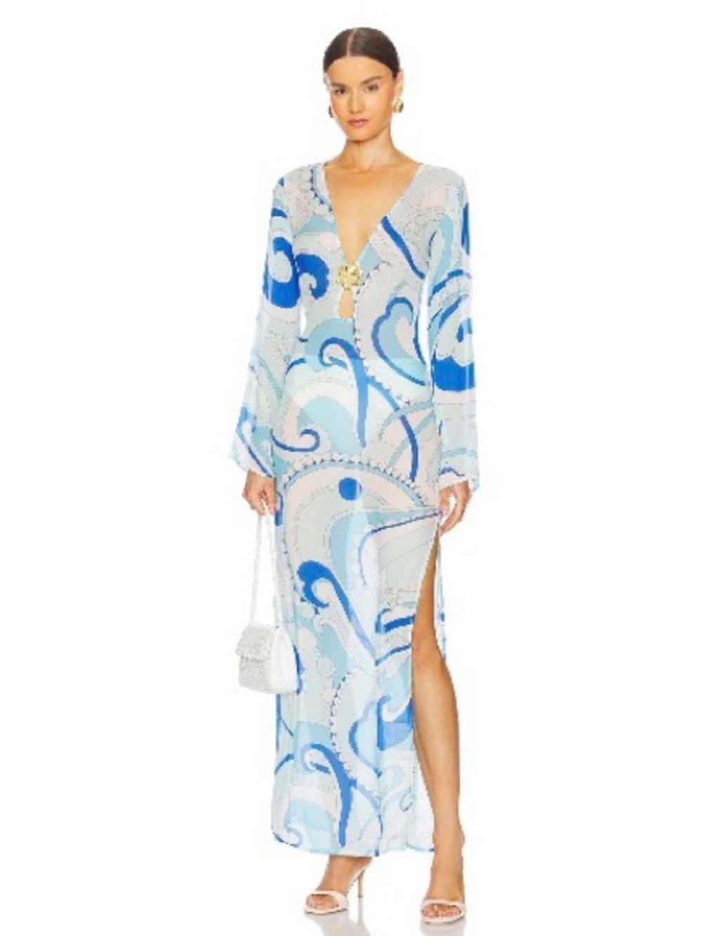 Cin Cin x Revolve Hotline Flower Maxi Dress in Cirque Blue